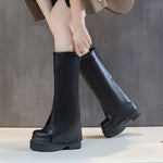 Spring Autumn Winter New Slim Height Increasing 12CM High Heels Platform Genuine Leather Women Knee-High Long Trouser Boots 0915