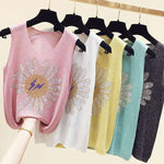 Plus Size Diamond-studded Camisole Women's Summer Loose Short Sleeveless Versatile V-neck Bottoming Shirt Tank Top Women