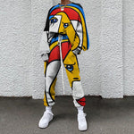 Spring New Streetwear Trend Long-Sleeve Two-Piece Set Women's Autumn Round Neck Loose Casual Sport Colorful Printed Sweater Suit