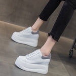 Spring Autumn New Women Pumps Korean Style Height Increasing Wedges Platform Mesh Inside Genuine Leather Ladies Casual Sneakers