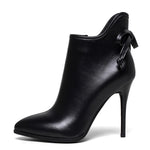 Winter Short Plush Thick Warm Pointed Toe  Women Boots Butterfly-Knot High Top Thin Heel Zipper Real Leather Boots ZY170911
