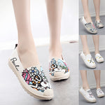 Spring Summer Autumn New Slip On Shallow Antiskid Flat Canvas Women Fisherman Shoes Comfortable Breathable Printing Flats 1003