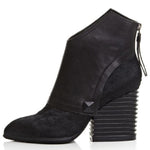 Spring Autumn Fashion Thick High Heels Pointed Toe Rivet Genuine Leather Women Ankle Short Modern Boots Winter Plush Inside