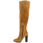 Winter New Fashion Thick High Heels Pointed Toe Sewing Plush Inside Genuine Leather Plus Size 43 44 Women Knee-High Long Boots