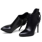Winter Short Plush Thick Warm Pointed Toe  Women Boots Butterfly-Knot High Top Thin Heel Zipper Real Leather Boots ZY170911