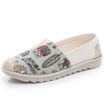 Spring Summer Autumn New Slip On Shallow Antiskid Flat Canvas Women Fisherman Shoes Comfortable Breathable Printing Flats 1003