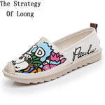 Spring Summer Autumn New Slip On Shallow Antiskid Flat Canvas Women Fisherman Shoes Comfortable Breathable Printing Flats 1003