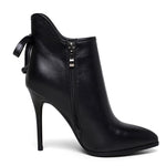 Winter Short Plush Thick Warm Pointed Toe  Women Boots Butterfly-Knot High Top Thin Heel Zipper Real Leather Boots ZY170911