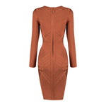 CIEMIILI New Summer Women Bandage Mini Dress Sexy Full Sleeve O Neck Back Zip Bodycon Celebrity Club Party Dress Vestidos