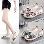 Spring Summer Autumn New Slip On Shallow Antiskid Flat Canvas Women Fisherman Shoes Comfortable Breathable Printing Flats 1003