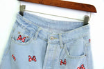 Jenny&Dave summer vintage shorts women high street ball and bow embroidery cartoon high waist denim mom shorts women