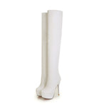 Spring Autumn Stovepipe Over-the-Knee Boots Women New Waterproof Thin High Heels Platform Long Boots Plus Size 40 41 42 43