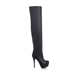 Spring Autumn Stovepipe Over-the-Knee Boots Women New Waterproof Thin High Heels Platform Long Boots Plus Size 40 41 42 43