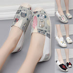 Spring Summer Autumn New Slip On Shallow Antiskid Flat Canvas Women Fisherman Shoes Comfortable Breathable Printing Flats 1003