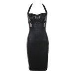 Women Bandage Dress Black Elegant Party Sexy Night Club Halter Neck Sleeveless Vestidos Bodycon Dress Ladies Clothes