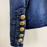 HIGH STREET New Fashion 2023 Designer Blazer Jacket Women's Metal Lion Buttons Double Breasted Denim Blazer Outer Coat