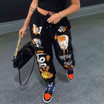 Women Sweat Pant Harajuku Butterfly Skull Printed Trousers Jogger Cargo Pants Loose Streetwear Autumn Winter Sweatpant Casual