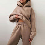 Women Tracksuit Sets Elegant Warm Hoodie Sweatshirts and Long Pants Fashion 2 Piece Sets Female Sweatshirt Suits 2021