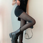Fashion New Women Tights Japanese Style Thin Black Pantyhose Thigh High Stockings Print Punk Club Night Party Fishnet Sexy Tight