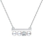 Kurshuni Brass Balance Bar Pearl Pendant Necklace For Women Luxury Quality Cubic Zirconia Jewelry Set 2021 New Trend Accessories