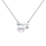 Kurshuni Brass Balance Bar Pearl Pendant Necklace For Women Luxury Quality Cubic Zirconia Jewelry Set 2021 New Trend Accessories