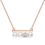Kurshuni Brass Balance Bar Pearl Pendant Necklace For Women Luxury Quality Cubic Zirconia Jewelry Set 2021 New Trend Accessories