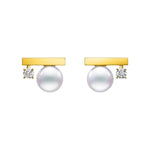 Kurshuni Brass Balance Bar Pearl Pendant Necklace For Women Luxury Quality Cubic Zirconia Jewelry Set 2021 New Trend Accessories