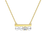 Kurshuni Brass Balance Bar Pearl Pendant Necklace For Women Luxury Quality Cubic Zirconia Jewelry Set 2021 New Trend Accessories