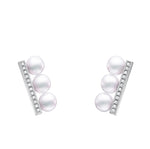 Kurshuni Brass Balance Bar Pearl Pendant Necklace For Women Luxury Quality Cubic Zirconia Jewelry Set 2021 New Trend Accessories