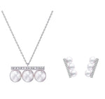 Kurshuni Brass Balance Bar Pearl Pendant Necklace For Women Luxury Quality Cubic Zirconia Jewelry Set 2021 New Trend Accessories