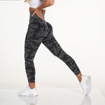 NCLAGEN Women's Camo Seamless Leggings Sports High Waist Hip Lifting Tummy Control GYM Tights Workout Fitness Elastic Yoga Pants