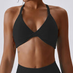 NCLAGEN Yoga Sports Bra Women's Halter Crop Tops Push-up Medium Support Crossover Tight-fitting Exercise Running Fitness Bikini
