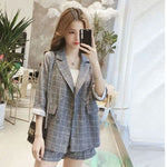 New Large Plaid Small Suit Women Blazer and Shorts  Colorful Blazer Jacket for Women  2 Piece Set Women Suit Blazer and Pants