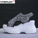 Platform Sandals Women Shoes Peep Toe Sandals Summer Breathable Mesh Thick Sole Sandals Women Silver Black Zapatos Mujer