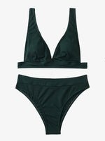 Sexy Ribbed Bikinis Swimwear Women 2023 High Waist Swimsuit Plunging Biquini Black High Cut Summer Beachwear