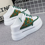 8cm Canvas Half-slippers Women's Outerwear Summer New Thick-soled Inner Height Increase  No Heel Slip-on Sneakers White Sandals