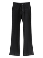 FSLE Women Black Skinny Bootcut Jeans Retro High Waist Cotton Stretch Denim Mopping Pants Back Slit Design 2023 Fall Female Jean