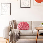 Pink Sea Princess Seashell Decorative Pillow, Soft Sea Shell Shaped Chair Cushion Stuffed Throw Pillow  for Sofa Bed Couch Chair