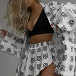 Letter Print Bandage Casual Tracksuit Women Cotton Linen Two Piece Set Summer Shirt Top Vacation Shorts Outfits Matching Suits