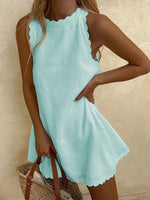 Summer Sexy Sleeveless Casual A-line Dress Women O-neck Cotton Sweet Loose Mini Dresses 2023 Fashion White Beach Woman Sundress