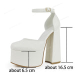RIBETRINI Platform Chunky Heeled Ankle Strap Pumps Shoes Woman Spring Summer 2022 Heel Women Shoe Fashion Sexy Sandal Brand New