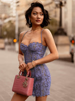 High Quality Women Summer Dress 2022 New Arrivals Purple Bodycon Party Dress Lace Vintage Dress Cleberity Evening Club Dress