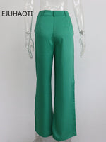 2023 New Spring Summer Women's Casual Straight Classic Green Black Rose Red High Waist Pants Korean Wide Leg Trousers For Women