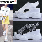 Platform Sandals Women Shoes Peep Toe Sandals Summer Breathable Mesh Thick Sole Sandals Women Silver Black Zapatos Mujer