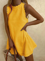 Summer Sexy Sleeveless Casual A-line Dress Women O-neck Cotton Sweet Loose Mini Dresses 2023 Fashion White Beach Woman Sundress