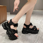Summer High Platform Women Sandals 9CM Wedge Heels Bowknot Slipper Fashion 2023 Outside Chunky Sandals Beach Casual Slides Woman