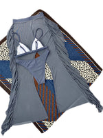 Gossina 2022 Thin Mesh Mini Bikinis Women Cover Up Tassel Long Pants Vintage Grey Beach Bathing Suit Women Swimsuit Wrap Bikinis