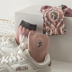 Pink Socks Embroidery Flower Harajuku Retro Vintage Women Socks College Style High School Girls Japanese Kawaii Cute Long Socks