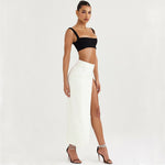 2022 New Summer Women Bodycon Bandage 2 Two Pieces Sets Sexy Spaghetti Strap Short Top &Midi Skirts Fashion Female Party Sets