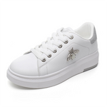 Women Casual Shoes 2023 Woman Sneakers Fashion Breathable Pu Leather Platform White Shoes Soft Footwear Rhinestone Ladies Tennis